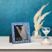 Elegante zilveren blauwe hart diamant eerste kerst fotoplaat (Insitu)