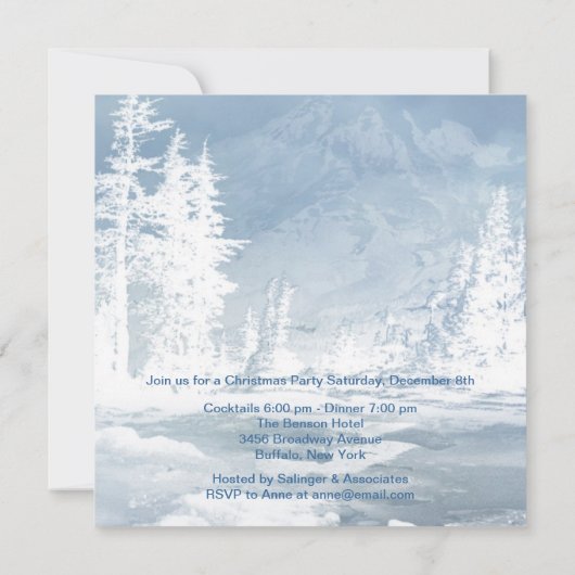 Elegante zilveren blauwe kerstfeestuitnodigingen kaart (Achterkant)