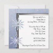 Elegante Zilveren Blauwe Sneeuwvlok Baby Boy Douch Kaart (Achterkant)