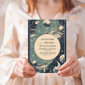 Elegante zilveren blauwe tarot bruiloft kaart