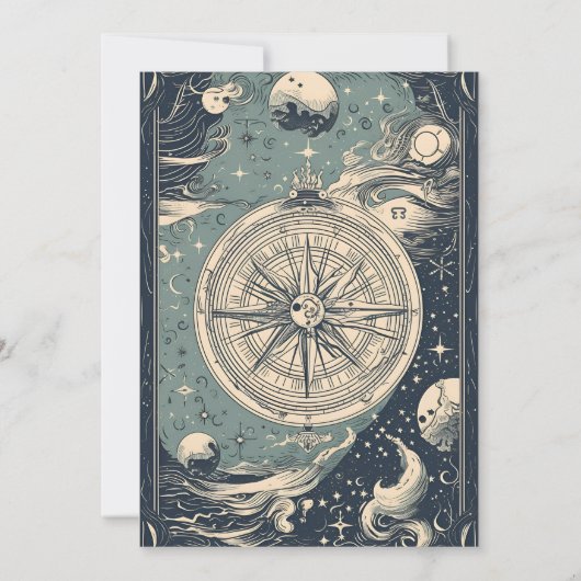 Elegante zilveren blauwe tarot bruiloft kaart (Achterkant)