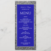 Elegante Zilveren Blauwe Trouw  Menu (Voorkant)