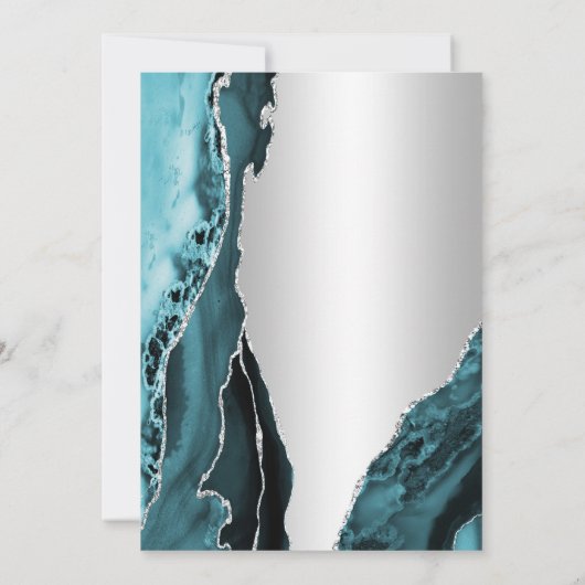 Elegante zilveren Blauwgroen agaat 60e verjaardag Kaart (Achterkant)