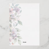 Elegante zilveren bloemen transparante bruiloft folie uitnodiging (Achterkant)