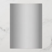 Elegante zilveren bloemenbruiloft folie uitnodiging (Achterkant)