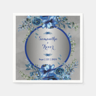 Elegante zilveren bloesems bruiloft servet