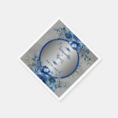 Elegante zilveren bloesems bruiloft servet (Hoek)