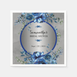 Elegante zilveren bloesems bruiloft servetten