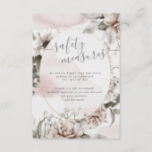 elegante zilveren blos bloemmotief veiligheidsmaat informatiekaartje (Voorkant)