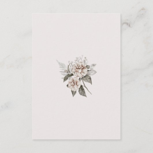 elegante zilveren blos bloemmotief veiligheidsmaat informatiekaartje (Achterkant)