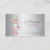 Elegante Zilveren Blush Bloemen Trouwtaart Makers Visitekaartje (Voorkant)