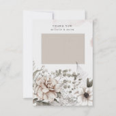 Elegante zilveren blush bloemenfoto dank u kaart (Voorkant)