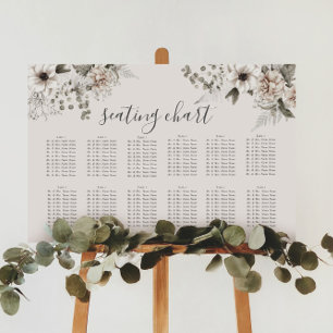 elegante zilveren blush bloemstuk zitplaatskaart b poster