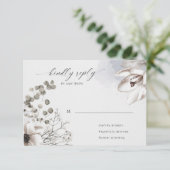 elegante zilveren blush floral RSVP Response Kaart (Staand voorkant)