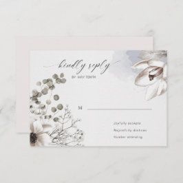 elegante zilveren blush floral RSVP Response Kaart
