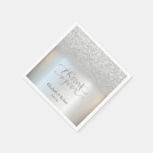 Elegante zilveren bokeh bedankkaart servet (Hoek)