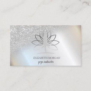 Elegante Zilveren Bokeh Vrouwen Silhouet Lotus Visitekaartje