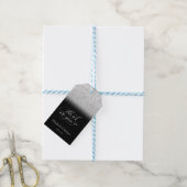 Elegante Zilveren Bokeh Zwarte Dankkaart Cadeaulabel (Met Touw)