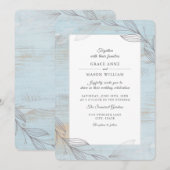 Elegante zilveren botanische bladeren rustieke bru kaart (Voorkant / Achterkant)