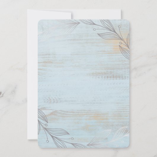 Elegante zilveren botanische bladeren rustieke bru kaart (Achterkant)