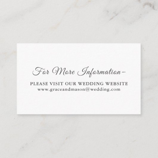 Elegante zilveren botanische bruiloft details Webs Informatiekaartje (Achterkant)