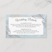 Elegante zilveren botanische bruiloft details Webs Informatiekaartje (Voorkant)