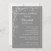 Elegante zilveren bruidsdouche uitnodiging (Achterkant)