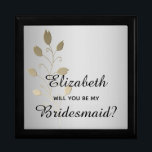 Elegante zilveren bruidsmeisje voorstel doos cadeaudoosje<br><div class="desc">Eenvoudige,  elegante,  luxueuze zilvergrijze bruidsmeisje voorstel doos met faux gouden floral ornament.</div>