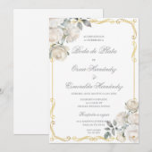 Elegante zilveren bruiloft bewerkbaar kaart (Voorkant / Achterkant)