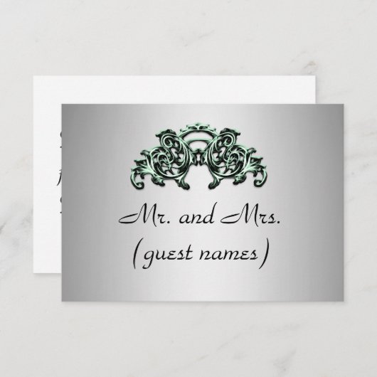 ELEGANTE ZILVEREN BRUILOFT ESCORT KAART (Voorkant / Achterkant)