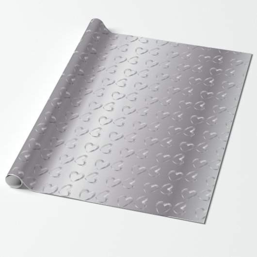 Elegante zilveren bruiloft harten cadeaupapier (Uitgerold)