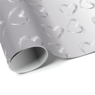 Elegante zilveren bruiloft harten cadeaupapier