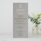 Elegante Zilveren Bruiloft Menu (Staand voorkant)
