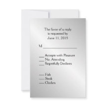 Elegante zilveren bruiloft RSVP met Menu