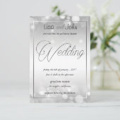 Elegante zilveren bruiloft uitnodiging (Staand voorkant)
