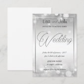 Elegante zilveren bruiloft uitnodiging (Voorkant / Achterkant)