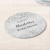 Elegante zilveren confetti voor bruidsfeest ronde kartonnen onderzetter (Gebogen)