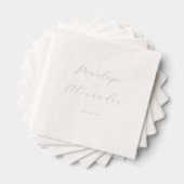 Elegante Zilveren Cursive Namen Folie Servetten (Insitu (Gestapeld))