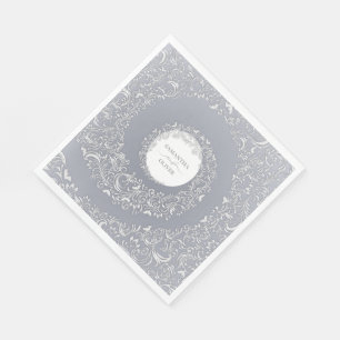 Elegante Zilveren Damast bruiloft Servet