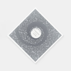 Elegante Zilveren Damast bruiloft Servet