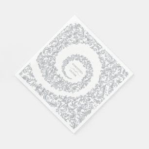 Elegante Zilveren Damast Bruiloft Servet