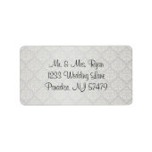 Elegante zilveren damast stijl bruiloft 1 etiket (Voorkant)