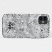 Elegante zilveren diamant bezaaid patroon monogram Case-Mate iPhone case (Achterkant (horizontaal))