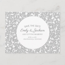 Elegante zilveren diamant glitters trouw save date briefkaart