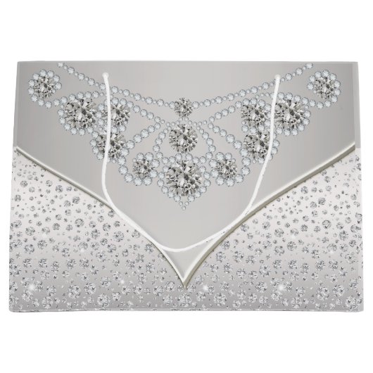 Elegante Zilveren Diamant Prinses Bruid Huwelijk Groot Cadeauzakje (Voorkant)