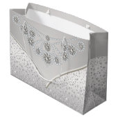 Elegante Zilveren Diamant Prinses Bruid Huwelijk Groot Cadeauzakje (Achterkant Gekanteld)