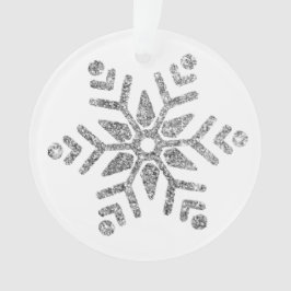 Elegante zilveren diamant sneeuwvlok op wit ornament