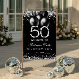 Elegante zilveren diamanten 50e verjaardag welkoms