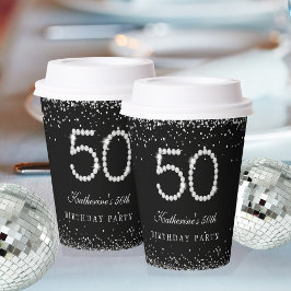 Elegante zilveren diamanten 50ste verjaardagsfeest papieren bekers
