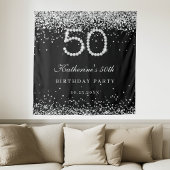 Elegante zilveren diamanten 50ste verjaardagsfeest wandkleed